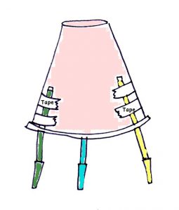 Drawing bot showing how you tape felt pens on