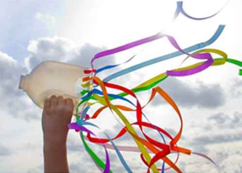 Windsock craft Upcycle a milk bottle into a cool wind sock for Autumn.