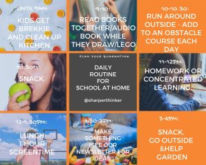 A schedule for primary and intermediate children when forced to stay at home in quarantine