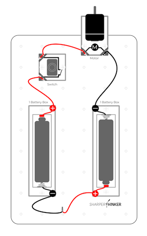 Circuit diagram showing how to add in an extra battery