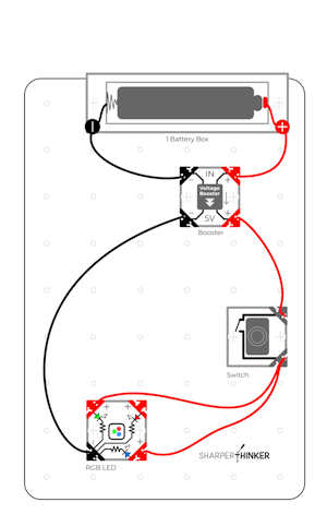 Circuit diagram for beginners using a multi RGB LED.